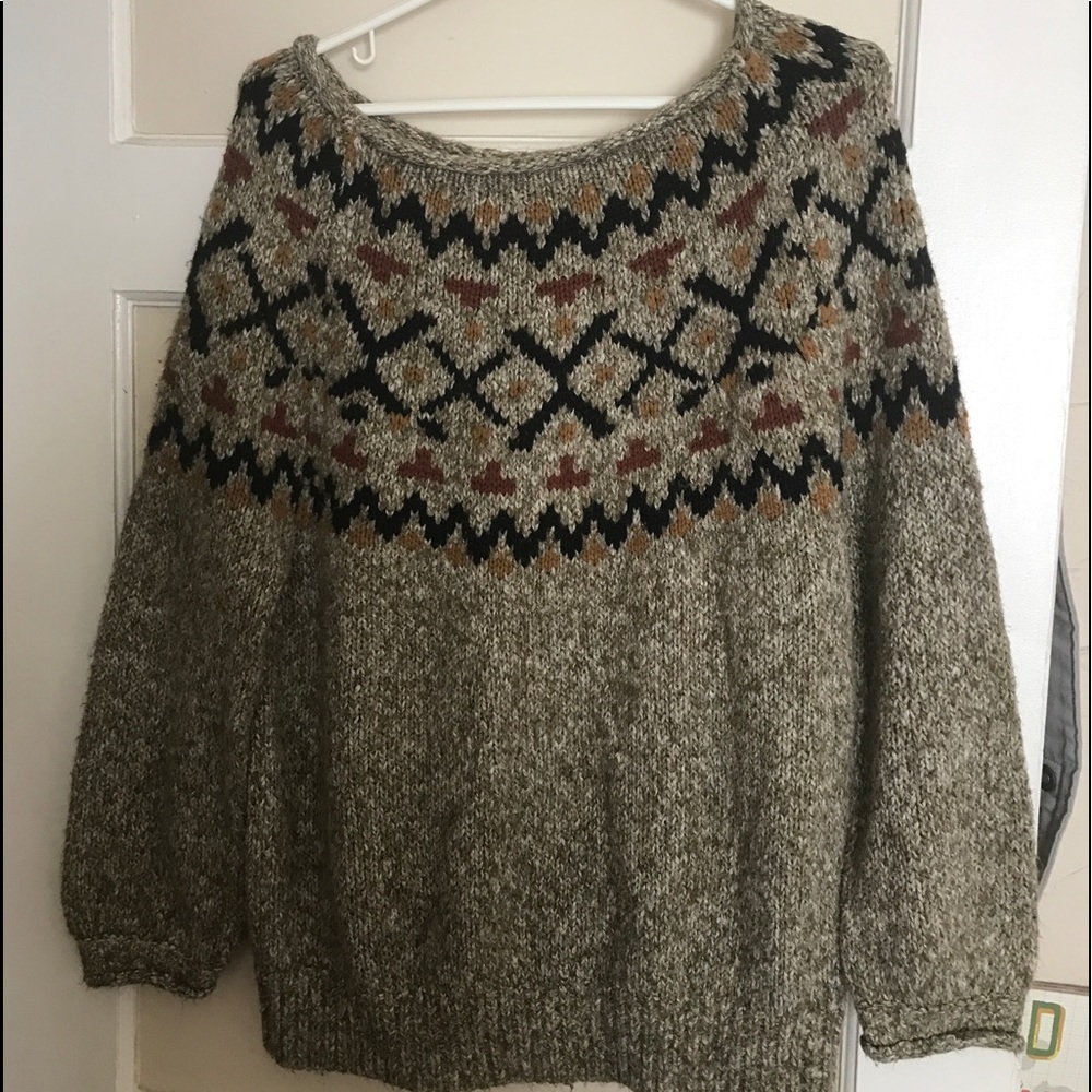 Fair-Isle style boat neck sweater